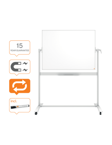 Tabla mobila NOBO Classic, otel lacuit, 120x90 cm, magnetica, include marker si tavita, alb