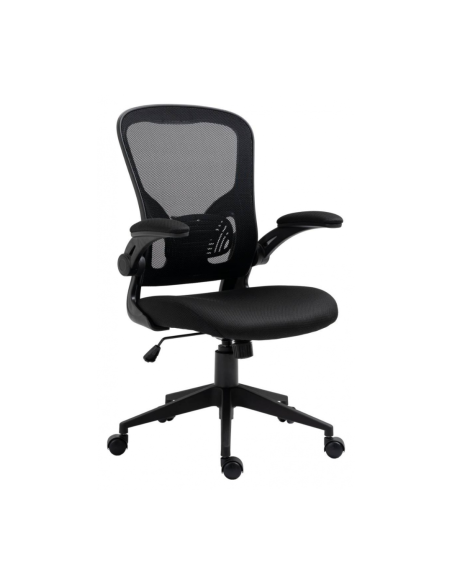 Scaun de birou, brate plastic, rotile, mesh textil/stofa, Office Products Chios - negru