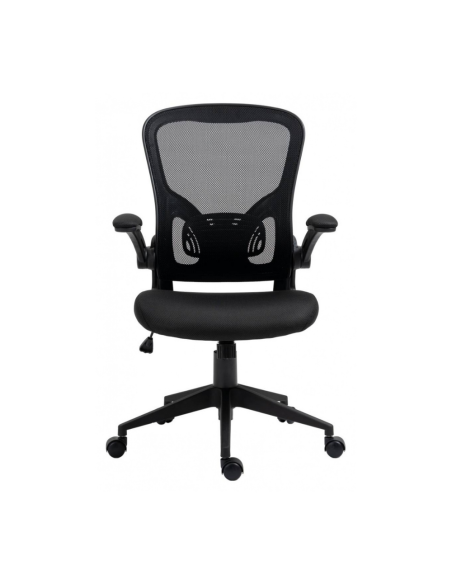 Scaun de birou, brate plastic, rotile, mesh textil/stofa, Office Products Chios - negru