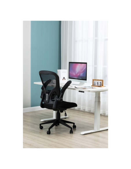 Scaun de birou, brate plastic, rotile, mesh textil/stofa, Office Products Chios - negru