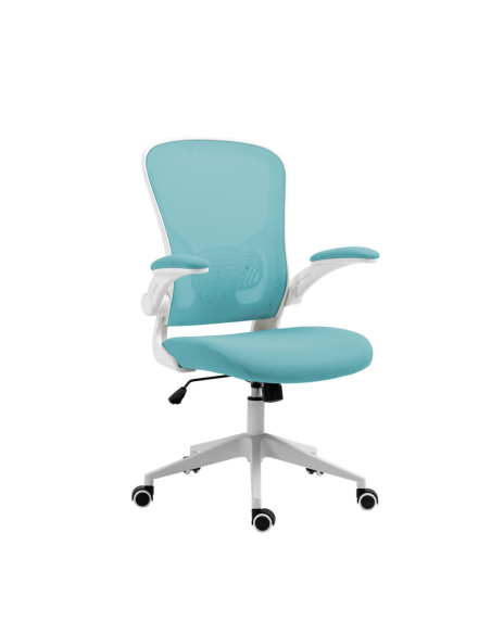 Scaun de birou, brate plastic, rotile, mesh textil/stofa, Office Products Chios - turcoaz/alb