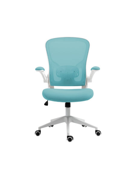 Scaun de birou, brate plastic, rotile, mesh textil/stofa, Office Products Chios - turcoaz/alb