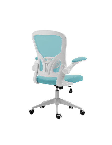 Scaun de birou, brate plastic, rotile, mesh textil/stofa, Office Products Chios - turcoaz/alb