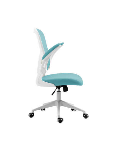 Scaun de birou, brate plastic, rotile, mesh textil/stofa, Office Products Chios - turcoaz/alb