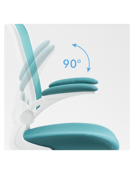 Scaun de birou, brate plastic, rotile, mesh textil/stofa, Office Products Chios - turcoaz/alb