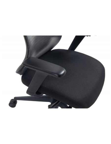 Scaun de birou, brate plastic, rotile, mesh textil/stofa, cu tetiera, Office Products Siros - negru