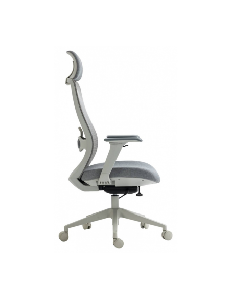 Scaun de birou, brate plastic, rotile, mesh textil/stofa, cu tetiera, Office Products Siros - gri
