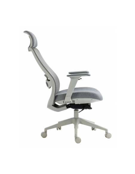 Scaun de birou, brate plastic, rotile, mesh textil/stofa, cu tetiera, Office Products Siros - gri