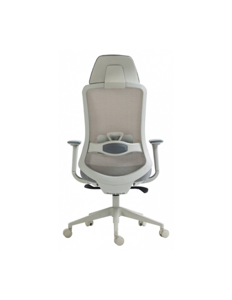 Scaun de birou, brate plastic, rotile, mesh textil/stofa, cu tetiera, Office Products Siros - gri