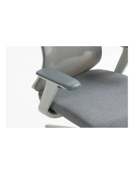 Scaun de birou, brate plastic, rotile, mesh textil/stofa, cu tetiera, Office Products Siros - gri