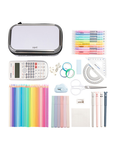 ZP-375427,Penar cu fermoar ZIPIT & LOCK Tin - White Board Grey