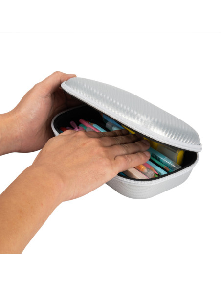 ZP-375878,Penar cu fermoar ZIPIT Carbon Storage Box cu buzunar interior- Silver