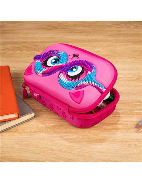 ZP-377070,Penar cu fermoar ZIPIT Sensory Storage Box - Pink Kitty