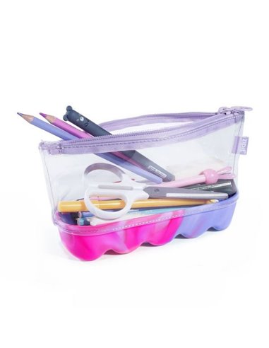 ZP-378329,Penar cu fermoar ZIPIT Silicone Wave Pouch - Pink-Purple