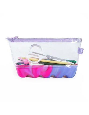 ZP-378329,Penar cu fermoar ZIPIT Silicone Wave Pouch - Pink-Purple