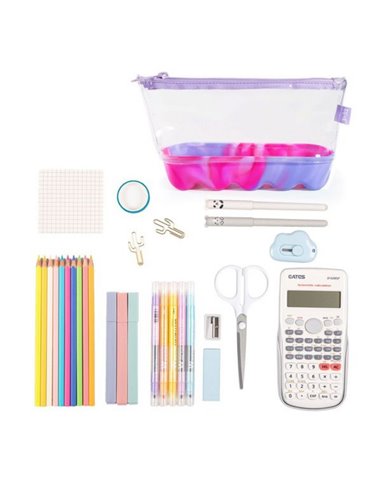 ZP-378329,Penar cu fermoar ZIPIT Silicone Wave Pouch - Pink-Purple