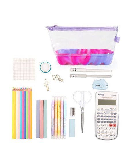 ZP-378329,Penar cu fermoar ZIPIT Silicone Wave Pouch - Pink-Purple