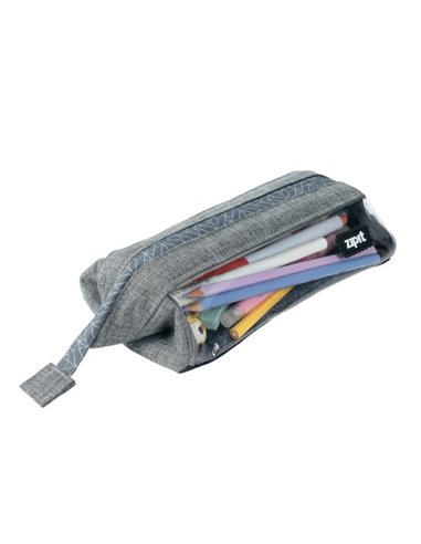 ZP-379029,Penar cu fermoar ZIPIT Lenny Clear 2 Sides - Gray Hatch