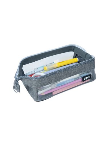 ZP-379029,Penar cu fermoar ZIPIT Lenny Clear 2 Sides - Gray Hatch