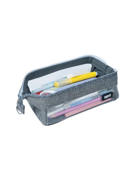 ZP-379029,Penar cu fermoar ZIPIT Lenny Clear 2 Sides - Gray Hatch