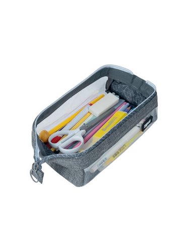 ZP-379029,Penar cu fermoar ZIPIT Lenny Clear 2 Sides - Gray Hatch