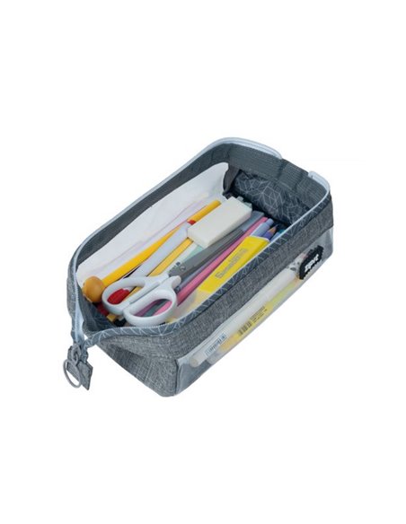 ZP-379029,Penar cu fermoar ZIPIT Lenny Clear 2 Sides - Gray Hatch
