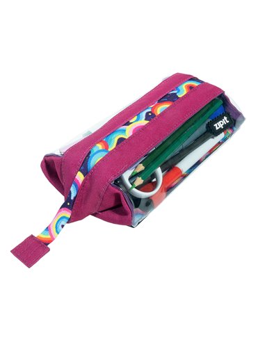 ZP-379036,Penar cu fermoar ZIPIT Lenny Clear 2 Sides - Fucsia and Rainbows