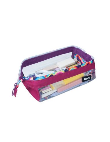 ZP-379036,Penar cu fermoar ZIPIT Lenny Clear 2 Sides - Fucsia and Rainbows