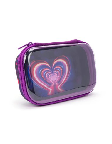 ZP-361034,Penar cu fermoar ZIPIT Clear Top Storage Box - Neon Heart