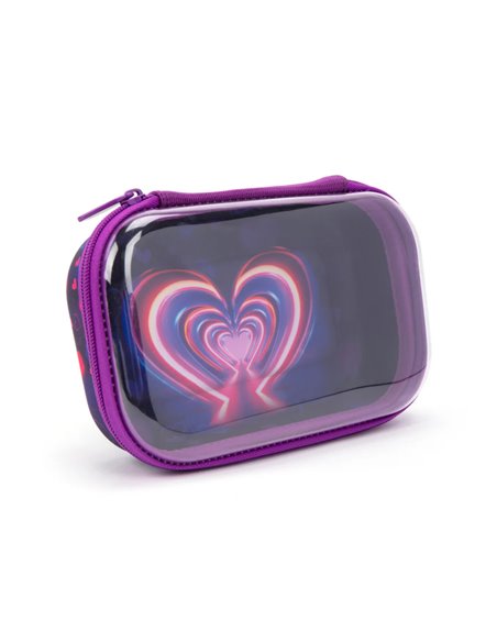 ZP-361034,Penar cu fermoar ZIPIT Clear Top Storage Box - Neon Heart