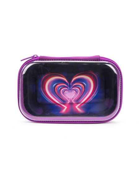 ZP-361034,Penar cu fermoar ZIPIT Clear Top Storage Box - Neon Heart