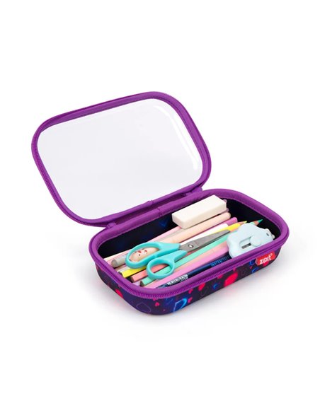 ZP-361034,Penar cu fermoar ZIPIT Clear Top Storage Box - Neon Heart