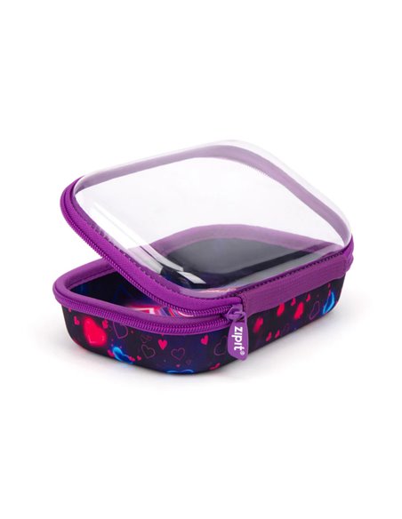 ZP-361034,Penar cu fermoar ZIPIT Clear Top Storage Box - Neon Heart