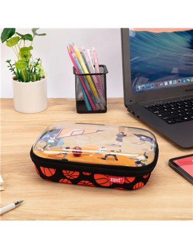 ZP-360631,Penar cu fermoar ZIPIT Playful Clear Top Box - Soccer Stadium