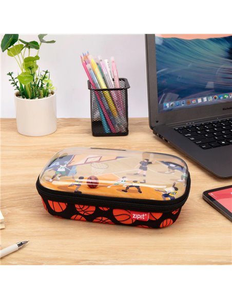 ZP-360631,Penar cu fermoar ZIPIT Playful Clear Top Box - Soccer Stadium