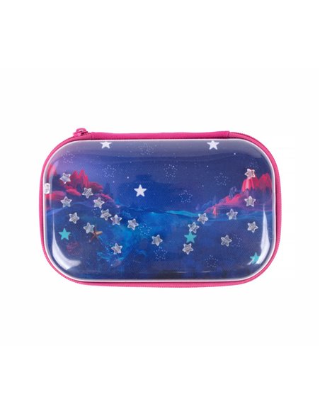 ZP-361645,Penar cu fermoar ZIPIT Playful Clear Top Box - Pink Stars