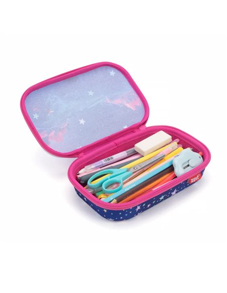 ZP-361645,Penar cu fermoar ZIPIT Playful Clear Top Box - Pink Stars