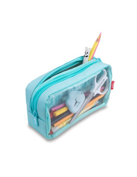 ZP-362321,Penar cu fermoar ZIPIT Half & Half 2 compartimente - Mint Flowers