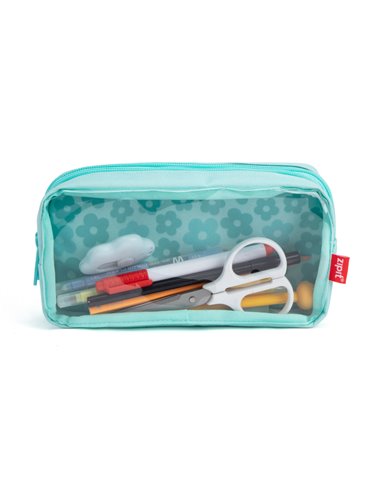 ZP-362321,Penar cu fermoar ZIPIT Half & Half 2 compartimente - Mint Flowers