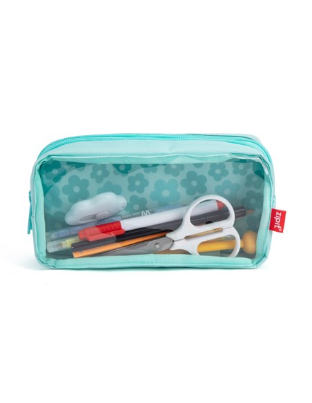 ZP-362321,Penar cu fermoar ZIPIT Half & Half 2 compartimente - Mint Flowers