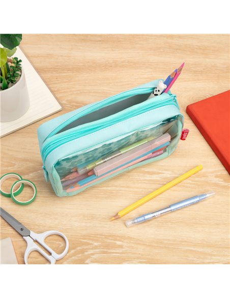 ZP-362321,Penar cu fermoar ZIPIT Half & Half 2 compartimente - Mint Flowers