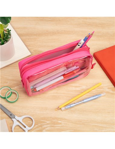 ZP-362338,Penar cu fermoar ZIPIT Half & Half 2 compartimente - Coral Leaves