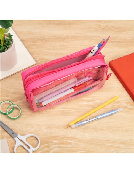 ZP-362338,Penar cu fermoar ZIPIT Half & Half 2 compartimente - Coral Leaves