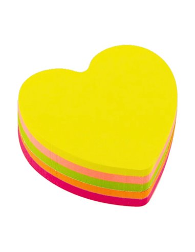 Notes adeziv in forma de inima Office Cover SN4505I, 100 coli, 75x75mm, 5 culori neon