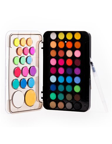 Acuarele Daco AR053, 53 culori ( Fluorescente, Metalizate, Clasice) + Pensula cu Rezervor