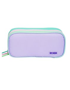 Penar etui cu 3 fermoare Ecada 78406L, Lila cu detalii pastel 2