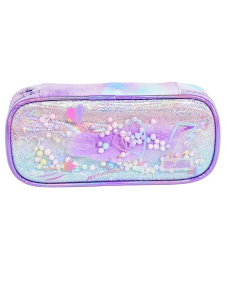 Penar etui cu 1 fermoar Ecada 78405, multicolor, efect holografic