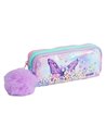 Penar etui cu 3 fermoare Ecada 78402M, Fluture, Mov