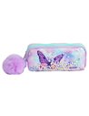 Penar etui cu 3 fermoare Ecada 78402M, Fluture, Mov