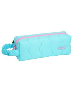 Penar etui cu 1 fermoar Ecada 78400T, Turcoaz cu detalii roz